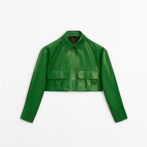 Massimo Dutti Studio Cropped Leather Top